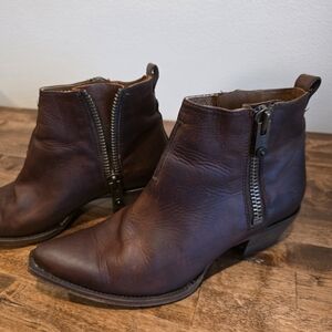 Frye Brown Ankle Boots with Zipper